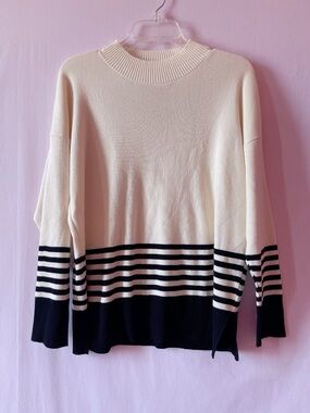 Cream Black Stripe Long Sleeve Sweater 🤍⚜️🔲